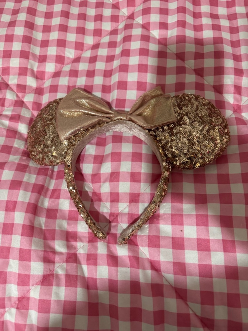 Disney Rose Gold Sequin Minnie Ears Headband